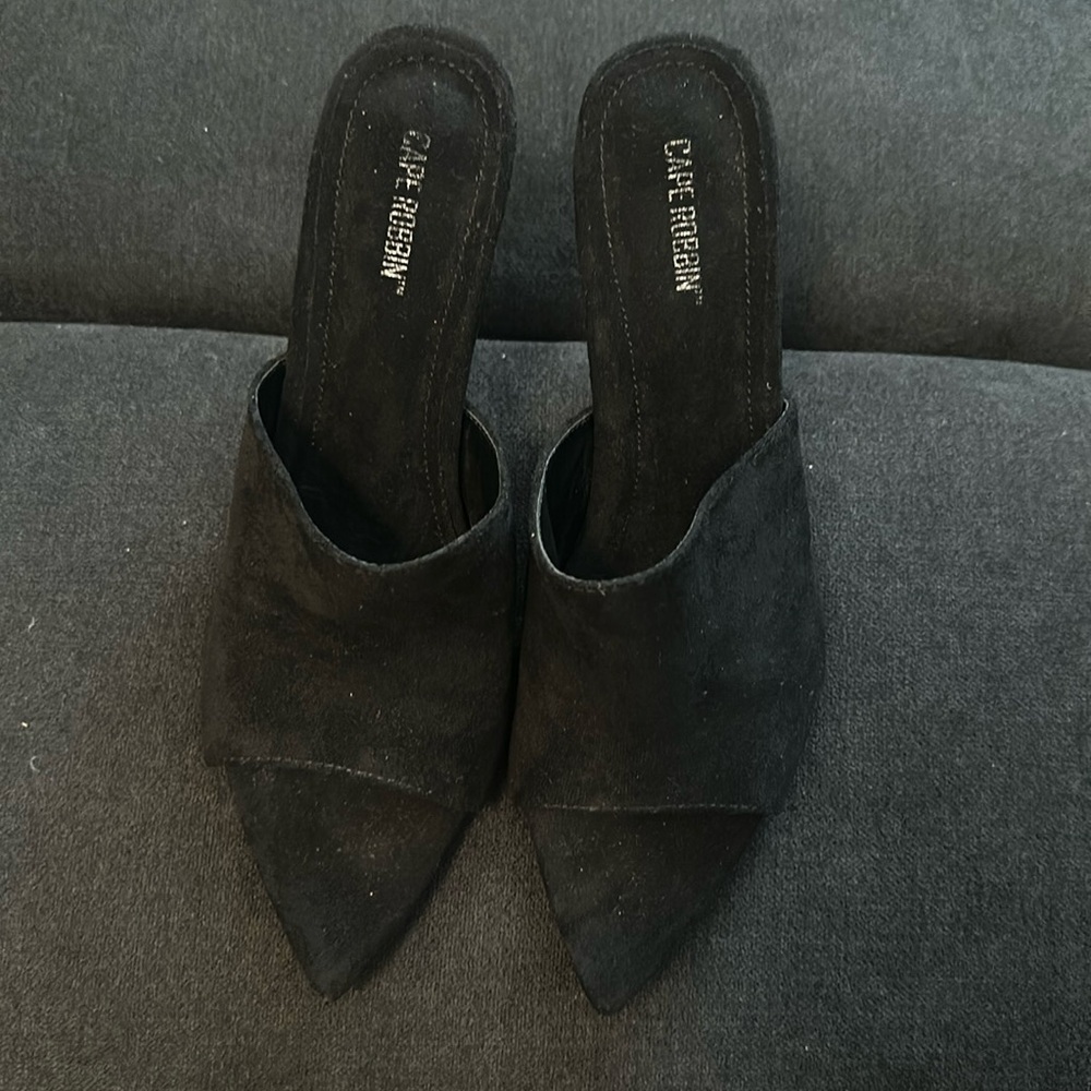 Cape Robin Black Faux Suede Mules